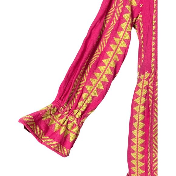 Anthropologie Maeve Dominique Aztec Boho Tunic Dress Pink Size Small - Picture 13 of 14